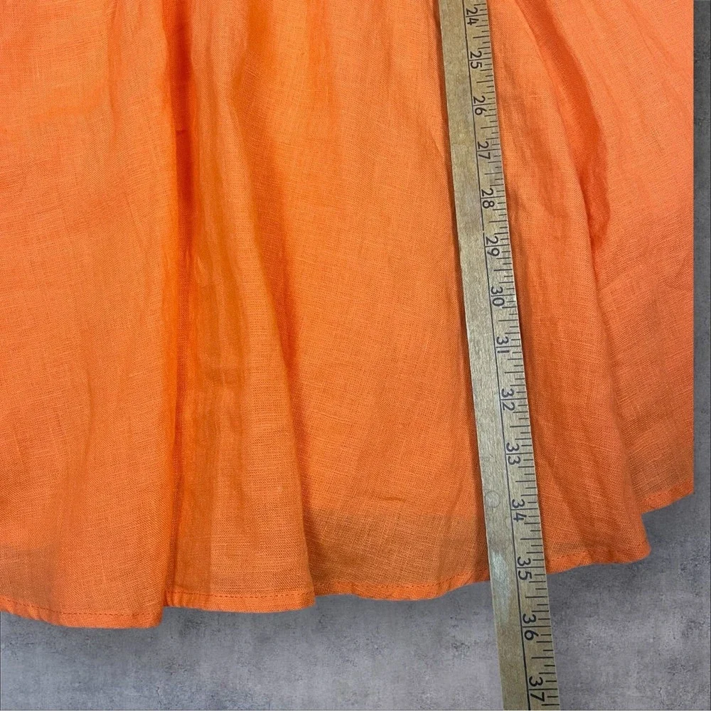 J. Crew NWT Palermo Smocked Waist Linen Orange Mini Dress Womens S Minimalist - Picture 7 of 9